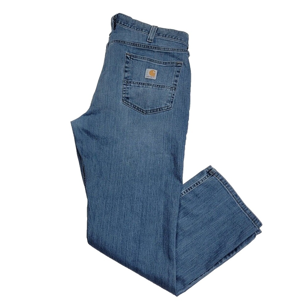 Vintage Carhartt Rugged Flex Relaxed Fit Straight Leg Blue Denim Jeans Men 36x30